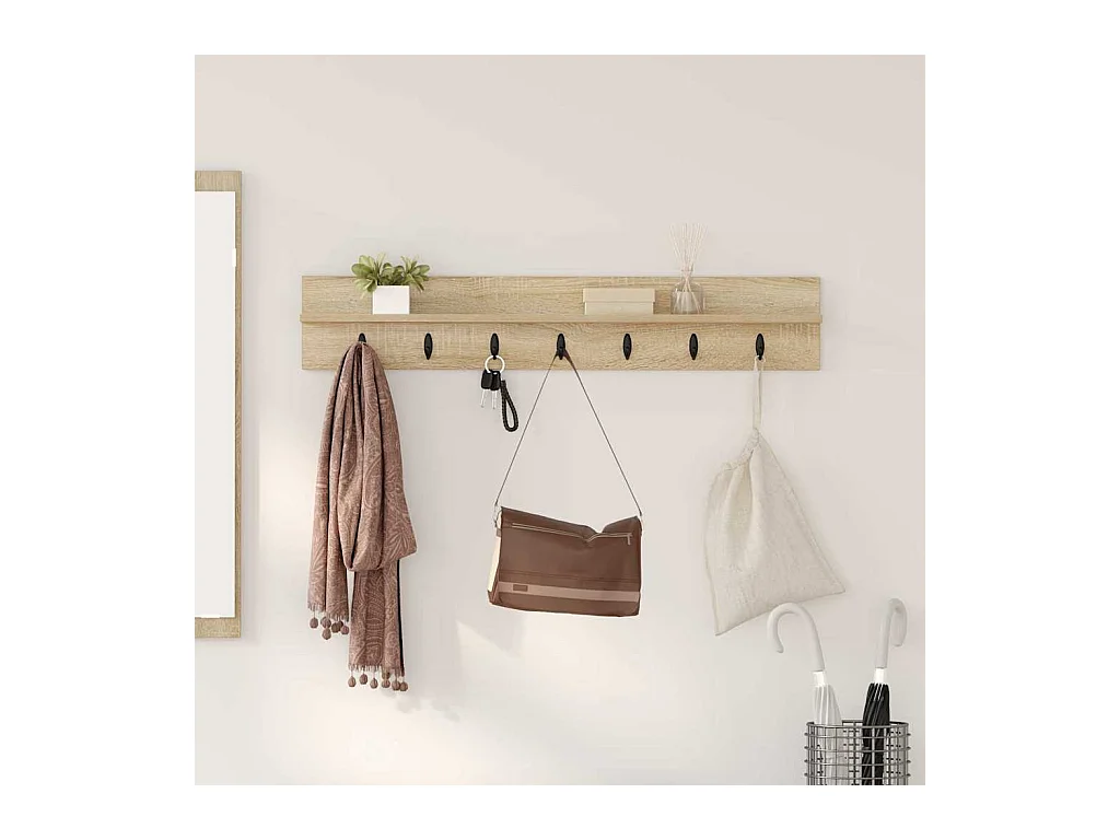 Perchero de pared de roble Sonoma 100 x 10,5 x 18 cm