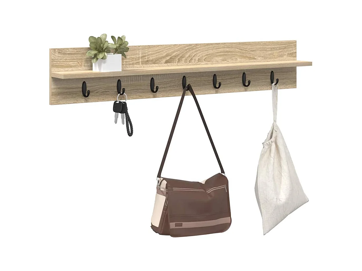 Perchero de pared de roble Sonoma 100 x 10,5 x 18 cm