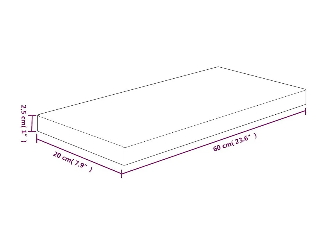 Panel de estantería 60x20x2,5 cm Madera maciza de roble sin tratar