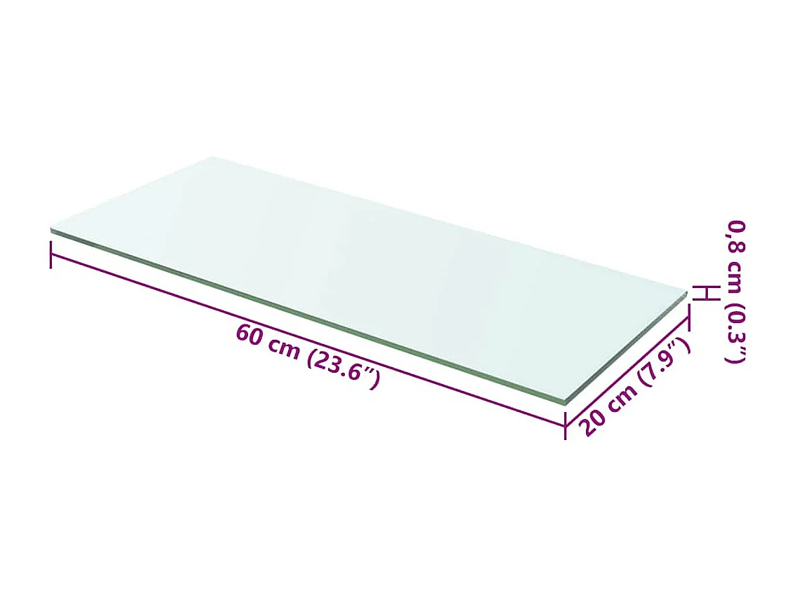 Panneaux d'étagère 2 pcs Verre Transparent 60x20 cm
