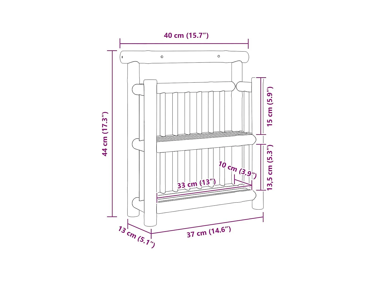 Wandregal mit Ablagefläche Braun 40 x 13 x 44 cm Bambus