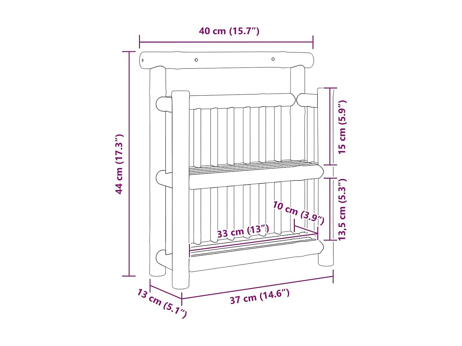 Mensola da parete con ripiano marrone 40 x 13 x 44 cm in bambù