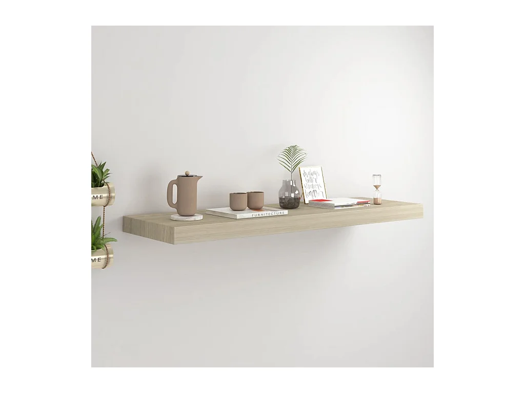 Zwevende wandplank eiken 80x23,5x3,8 cm MDF
