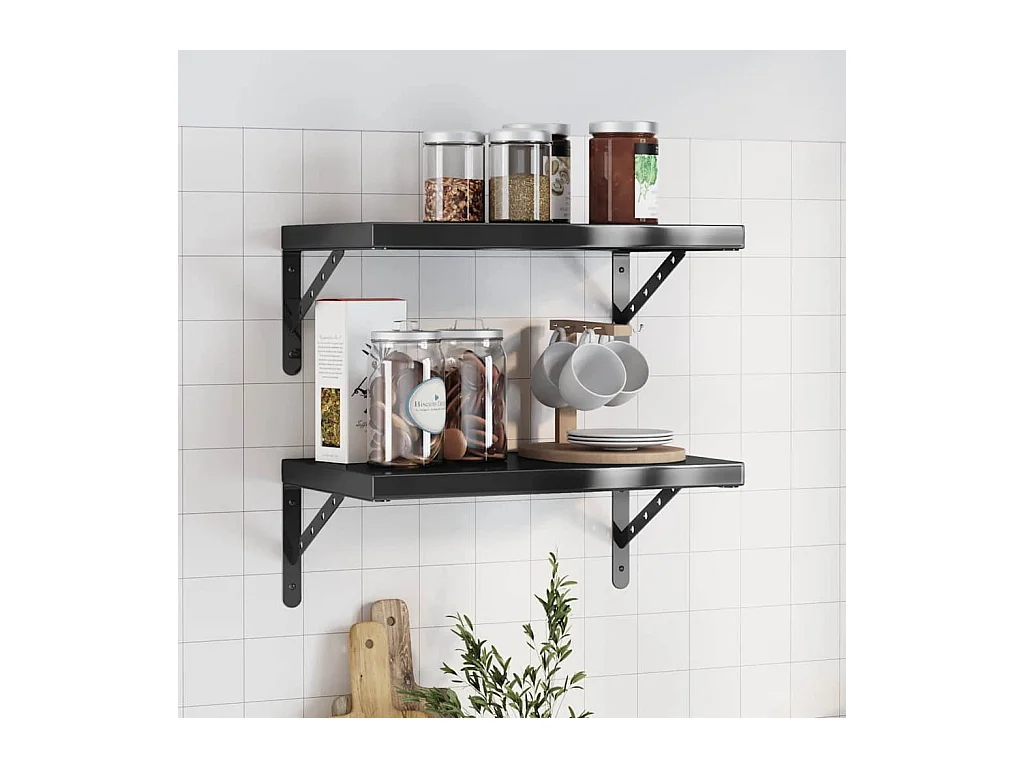 Estantes de pared 2 uds 50x30 cm acero inoxidable negro