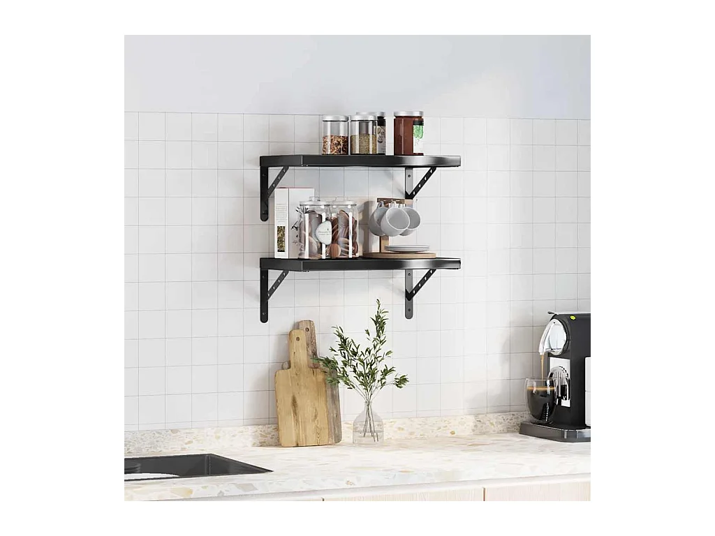 Estantes de pared 2 uds 50x30 cm acero inoxidable negro