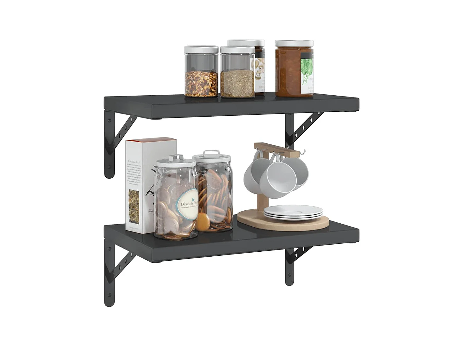 Estantes de pared 2 uds 50x30 cm acero inoxidable negro