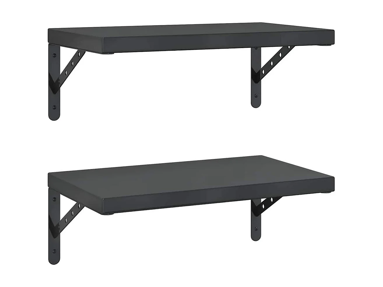 Étagères murales 2 pcs 50x30 cm noir acier inoxydable