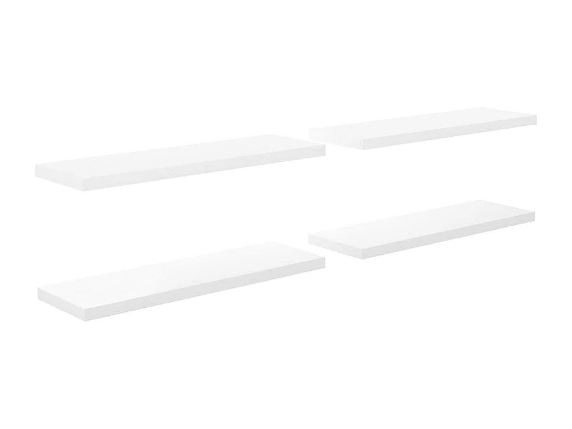 Estante flotante de pared (4 unidades), blanco brillante, 120 x 23,5 x 3,8 cm, MDF