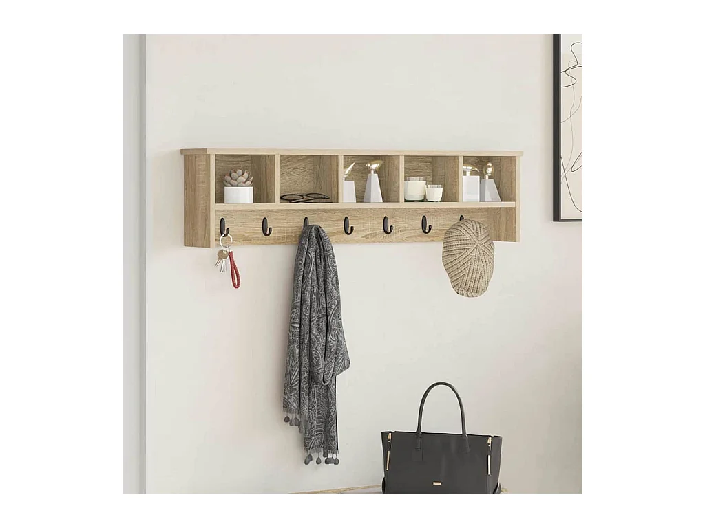 Porte-manteau mural avec étagère Chêne sonoma 100 x 16 x 26 cm