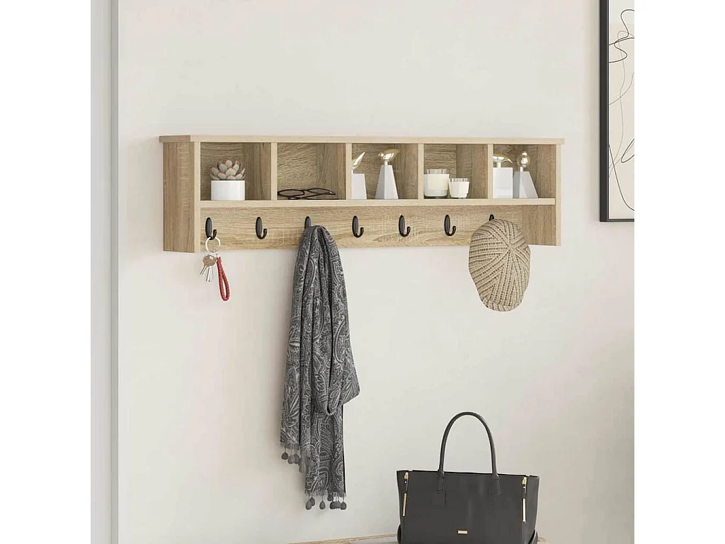 Porte-manteau mural avec étagère Chêne sonoma 100 x 16 x 26 cm