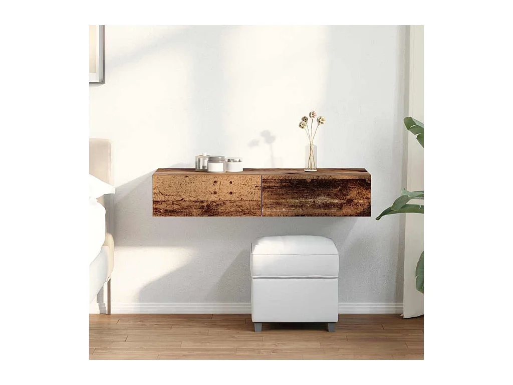 Mensola da parete con cassetti in legno vecchio, legno ingegnerizzato