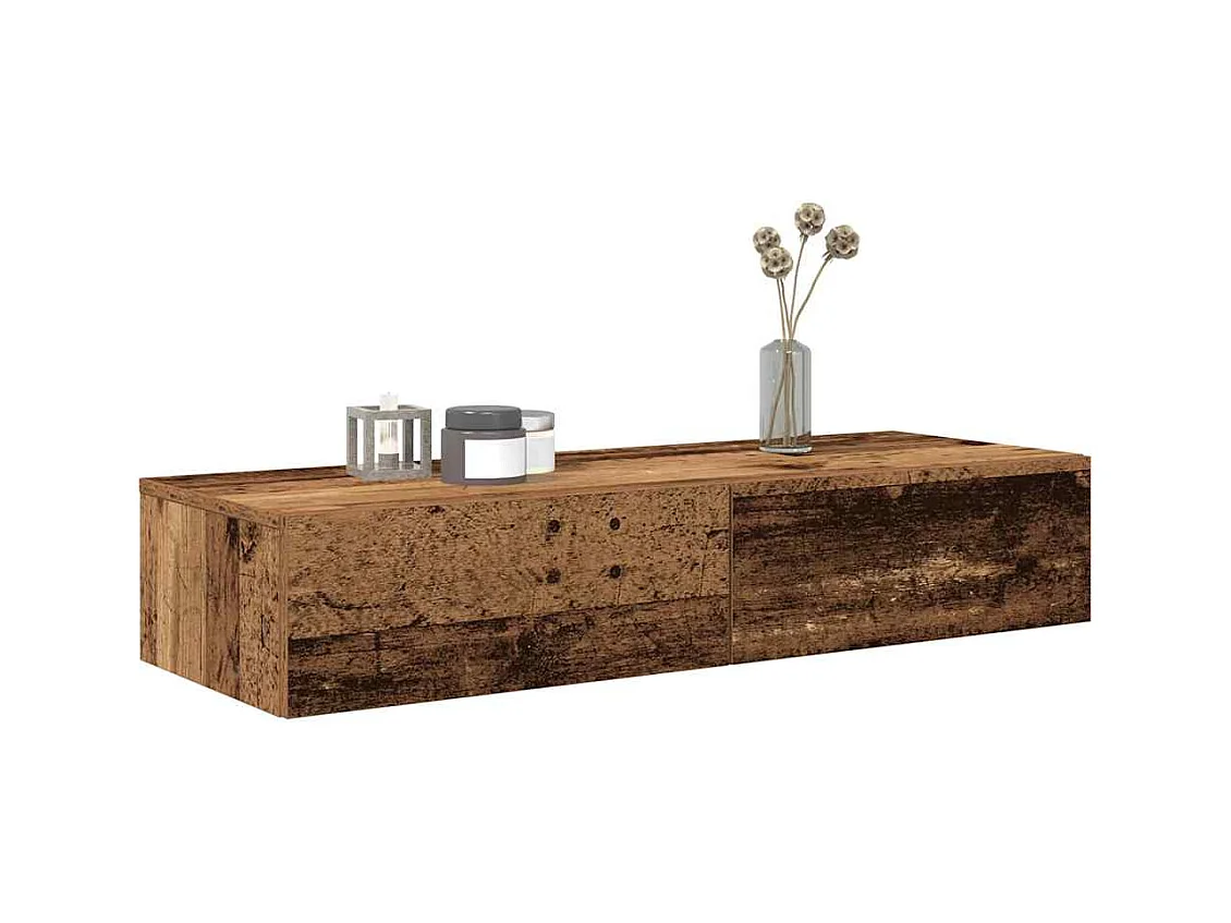 Étagère murale avec tiroirs vieux bois bois d'ingénierie