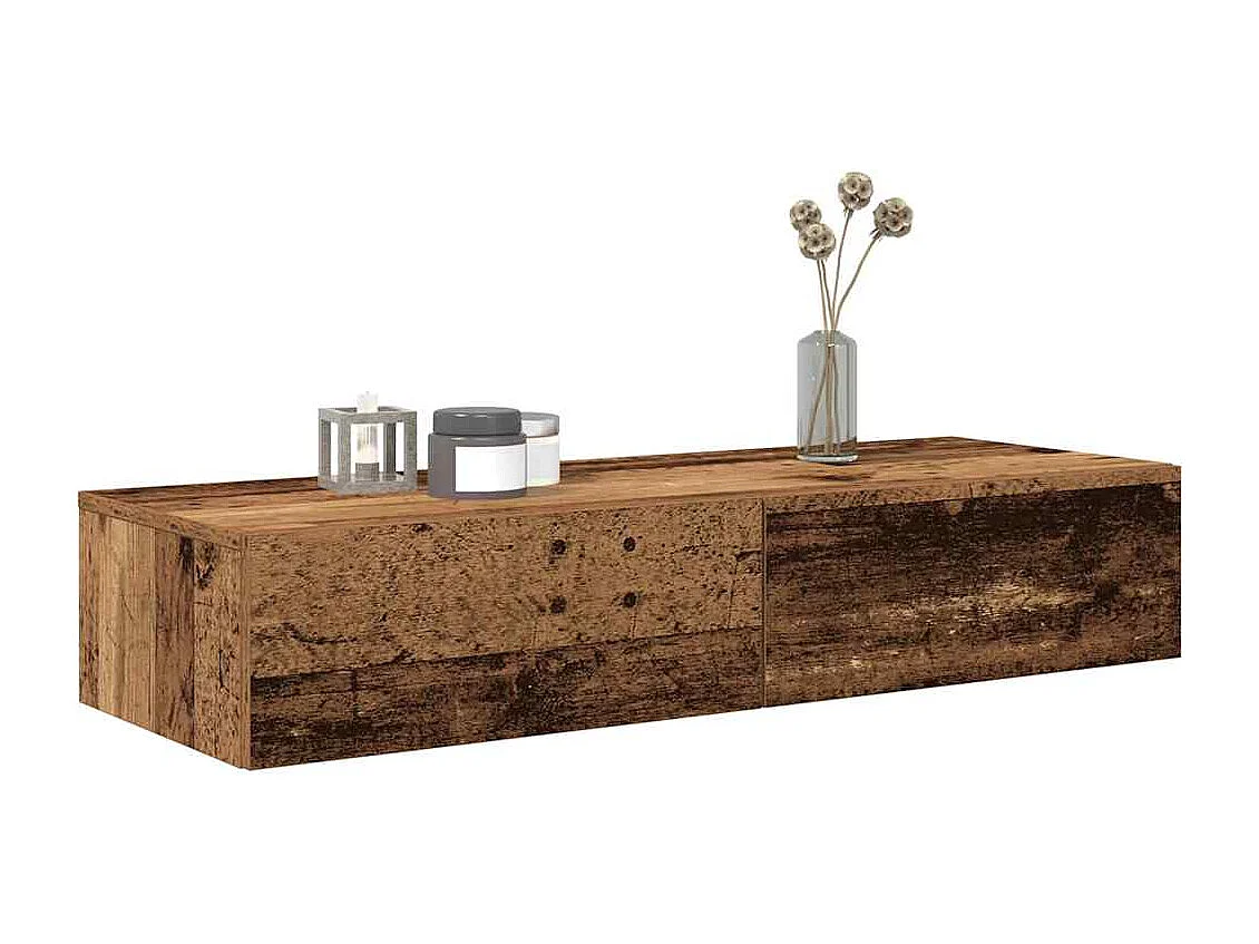 Estante de pared con cajones de madera vieja de ingeniería de madera