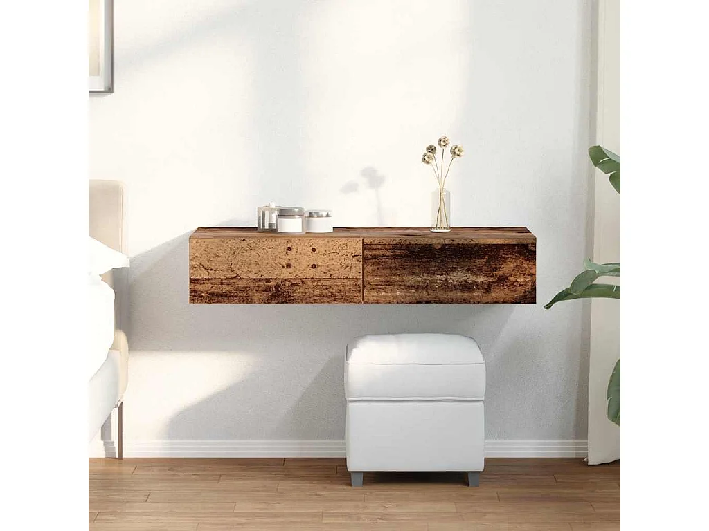 Estante de pared con cajones de madera vieja de ingeniería de madera