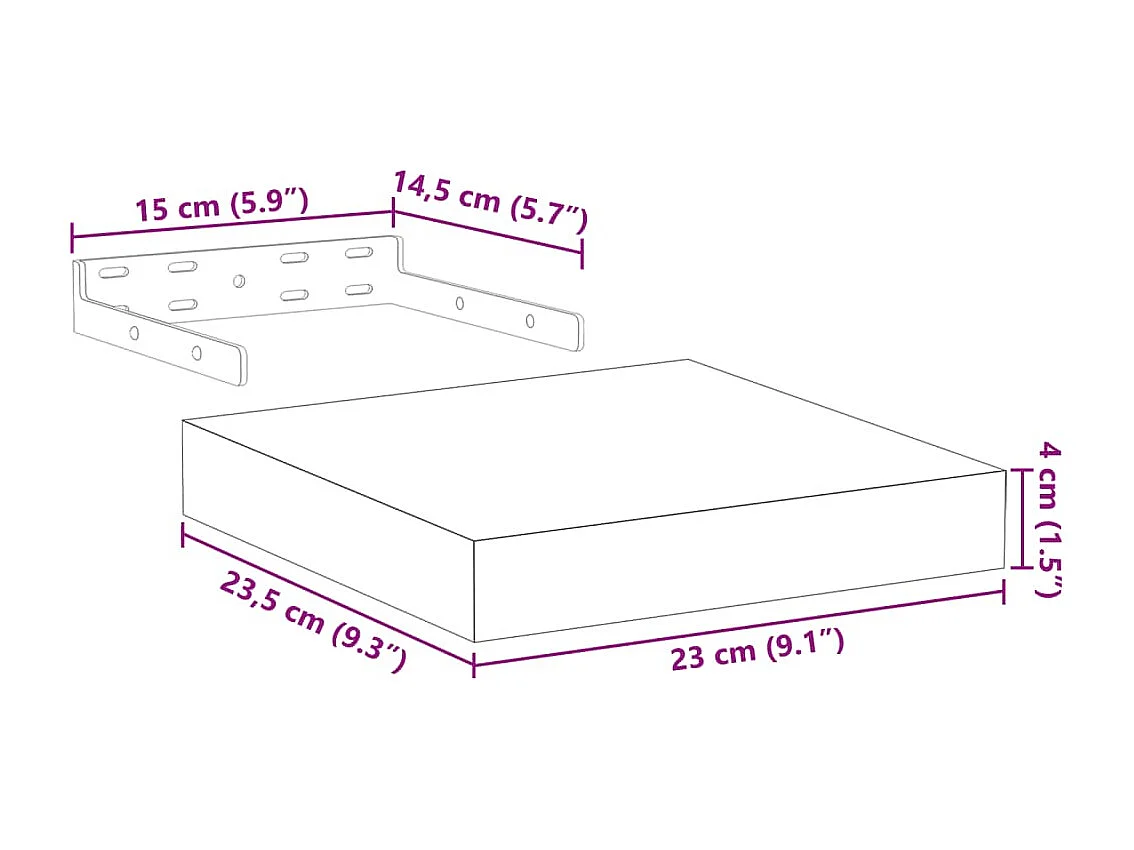 Mensole sospese 4 pezzi 23x23,5x4 cm in legno ingegnerizzato