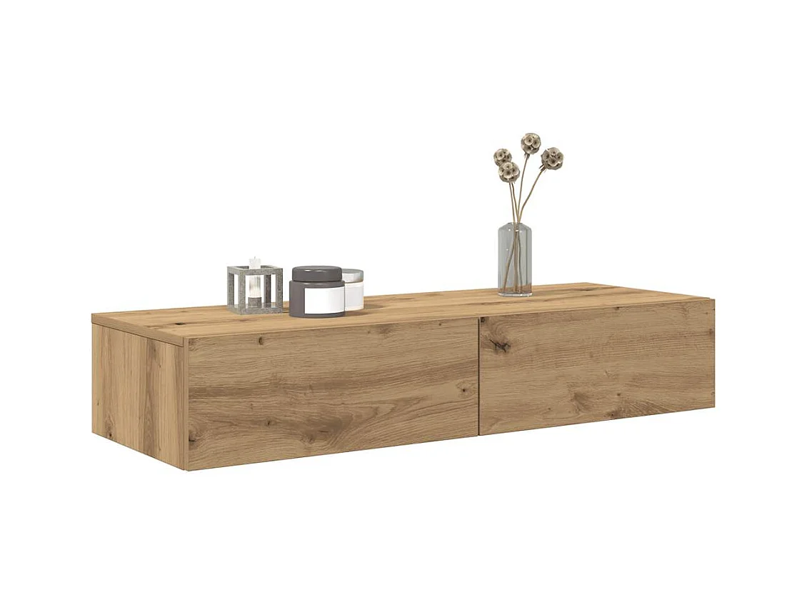 Étagère murale avec tiroirs chêne artisanal bois d'ingénierie