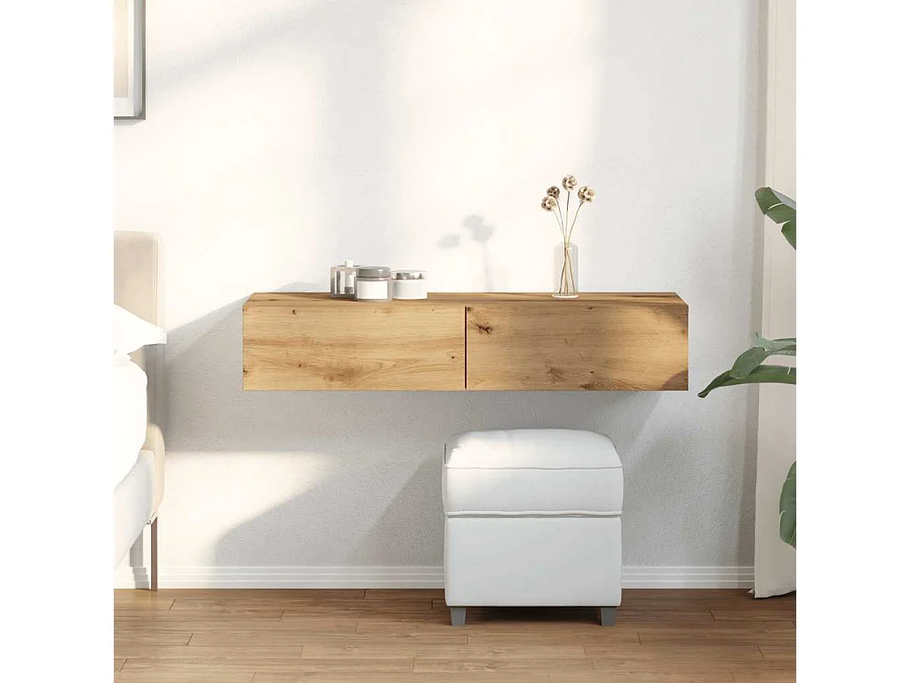 Wandplank met lades, handgemaakt eikenhout, bewerkt hout