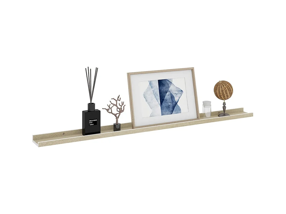 Mensole da parete 2 pezzi bianco e rovere sonoma 115x9x3 cm