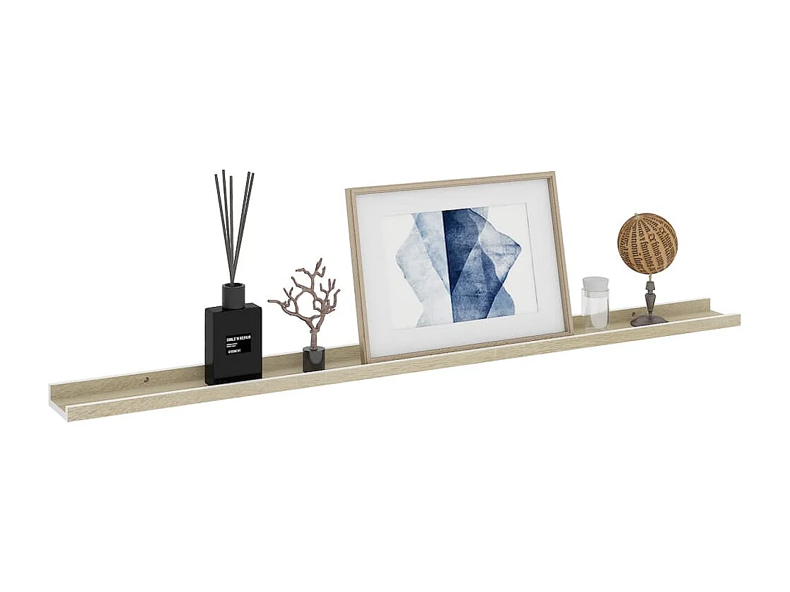 Estantes de pared 2 piezas blanco y roble sonoma 115x9x3 cm