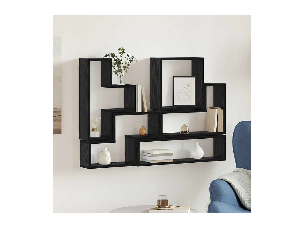 Wandkubus Overig Zwart Eiken 96 x 12 x 64 cm Engineered Wood