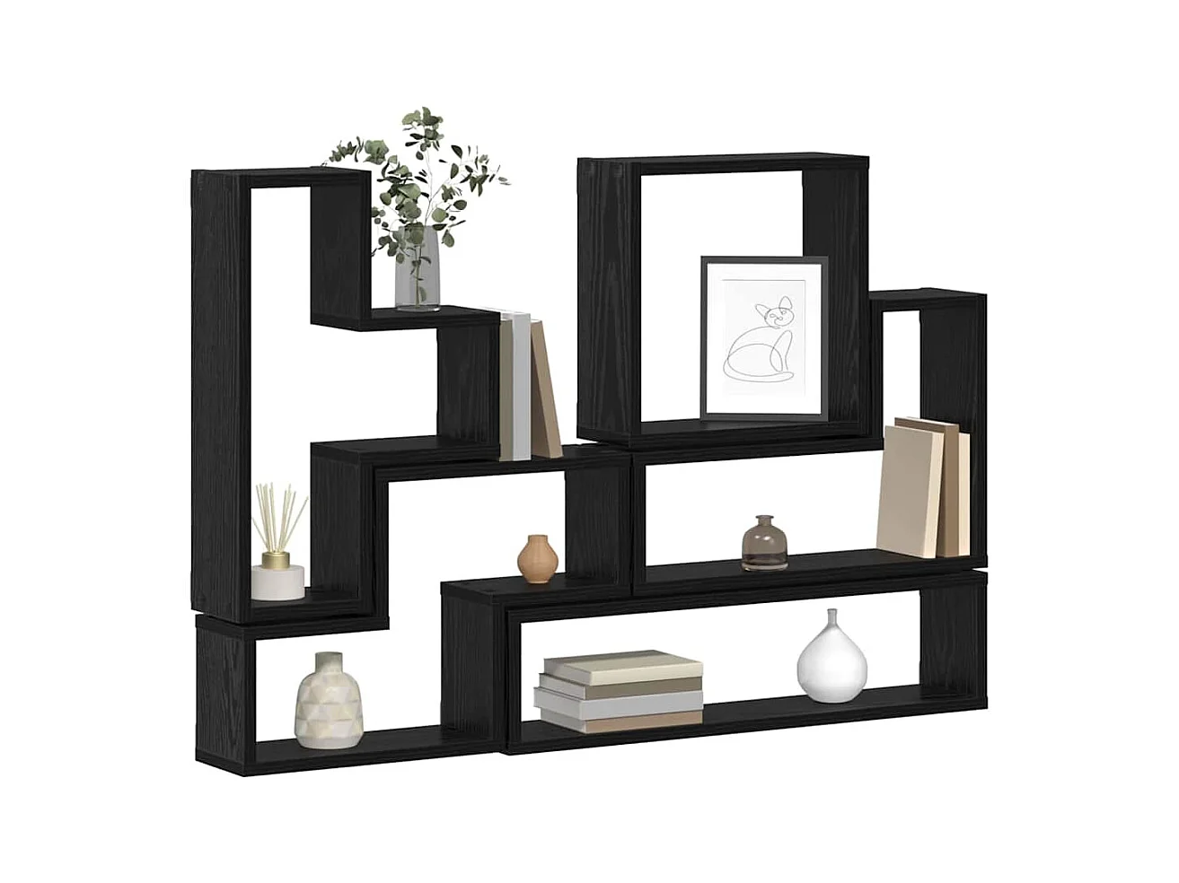 Wandkubus Overig Zwart Eiken 96 x 12 x 64 cm Engineered Wood