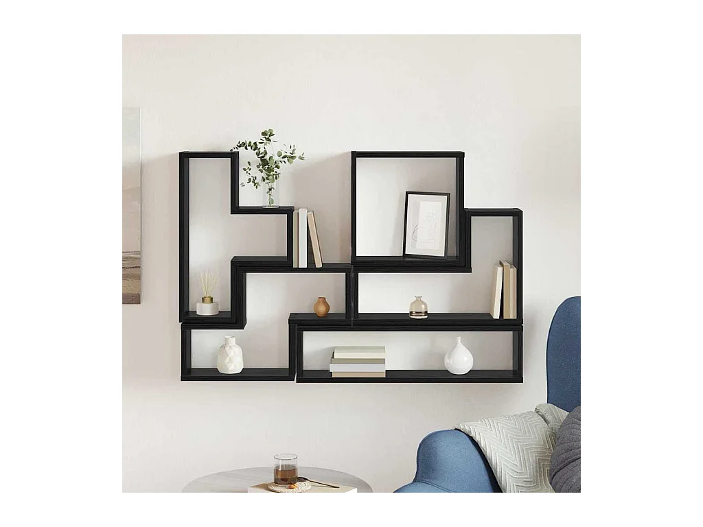 Wandkubus Overig Zwart Eiken 96 x 12 x 64 cm Engineered Wood