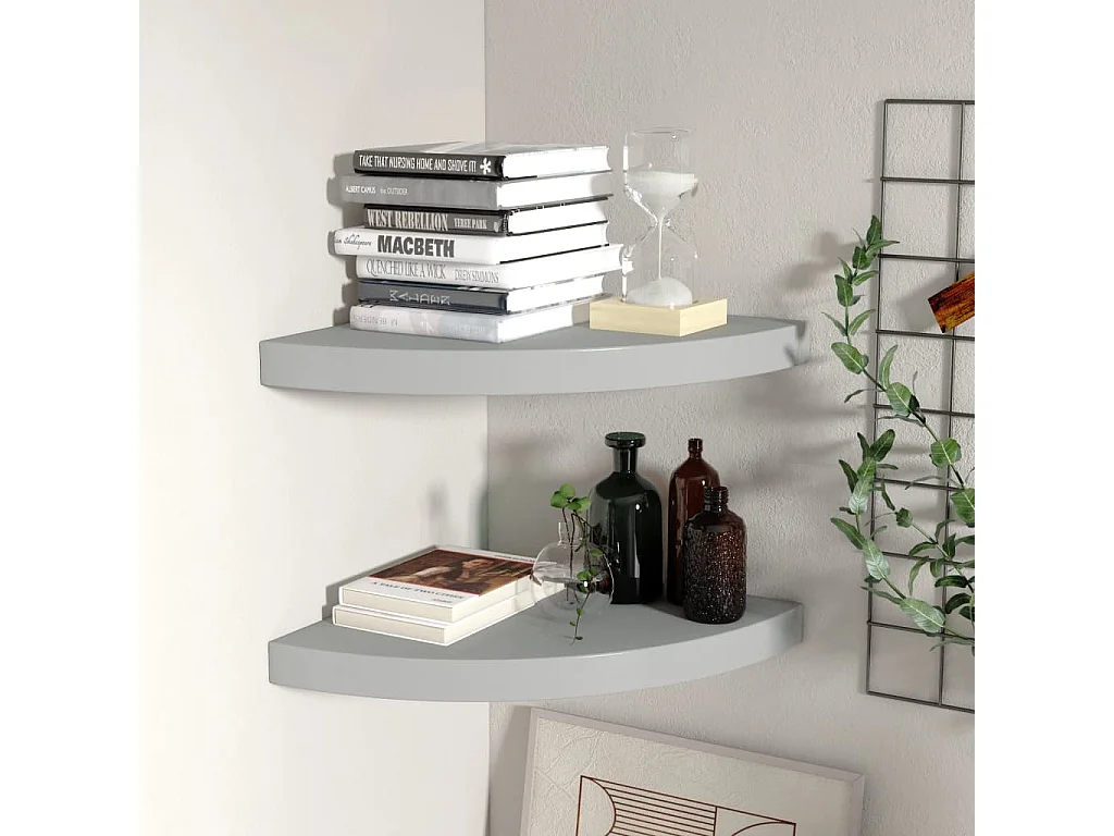 Estantes flotantes de esquina 2 piezas Gris 35x35x3,8 cm MDF
