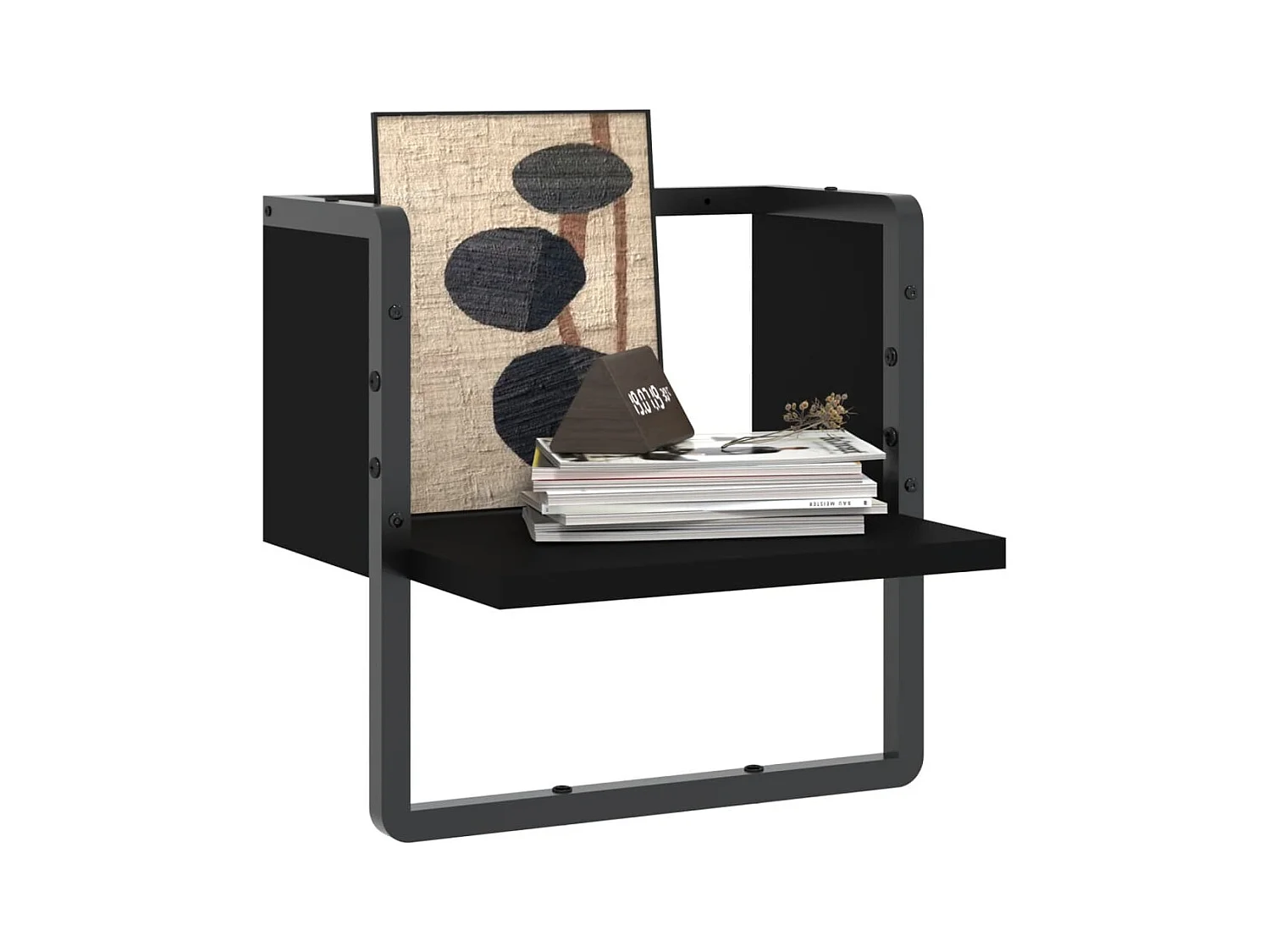 Estante de pared con barra negra 30x25x30 cm