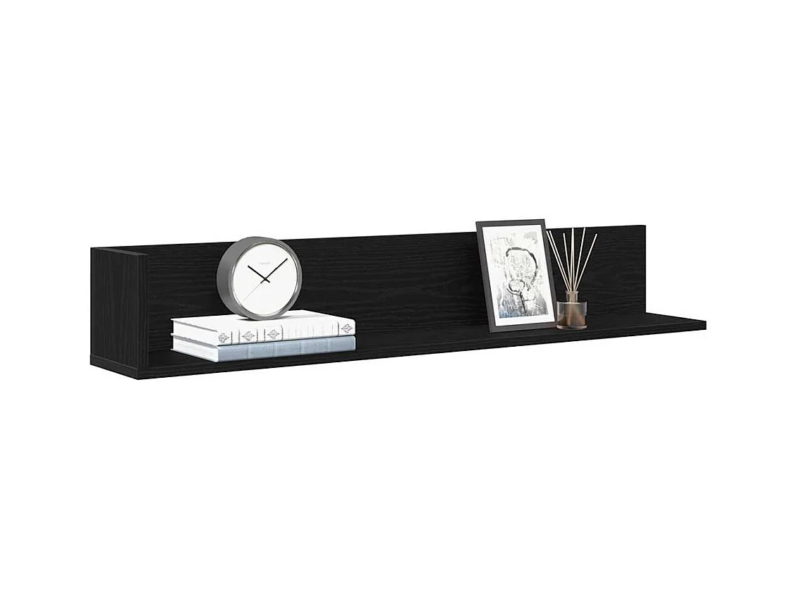 Étagères murales 2 pcs noir 100x16,5x16,5 cm bois d'ingénierie