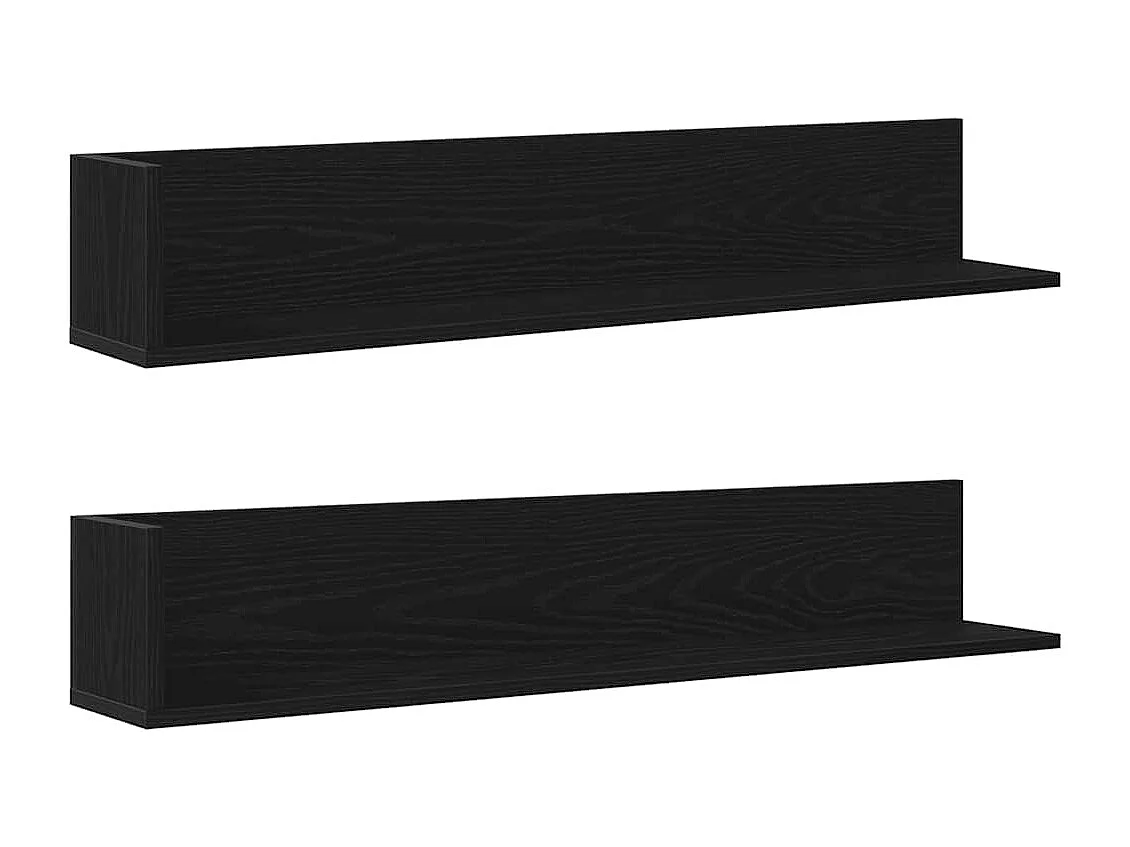 Étagères murales 2 pcs noir 100x16,5x16,5 cm bois d'ingénierie