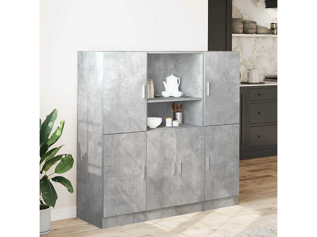 Ensemble d'armoires de cuisine 3 pcs gris béton