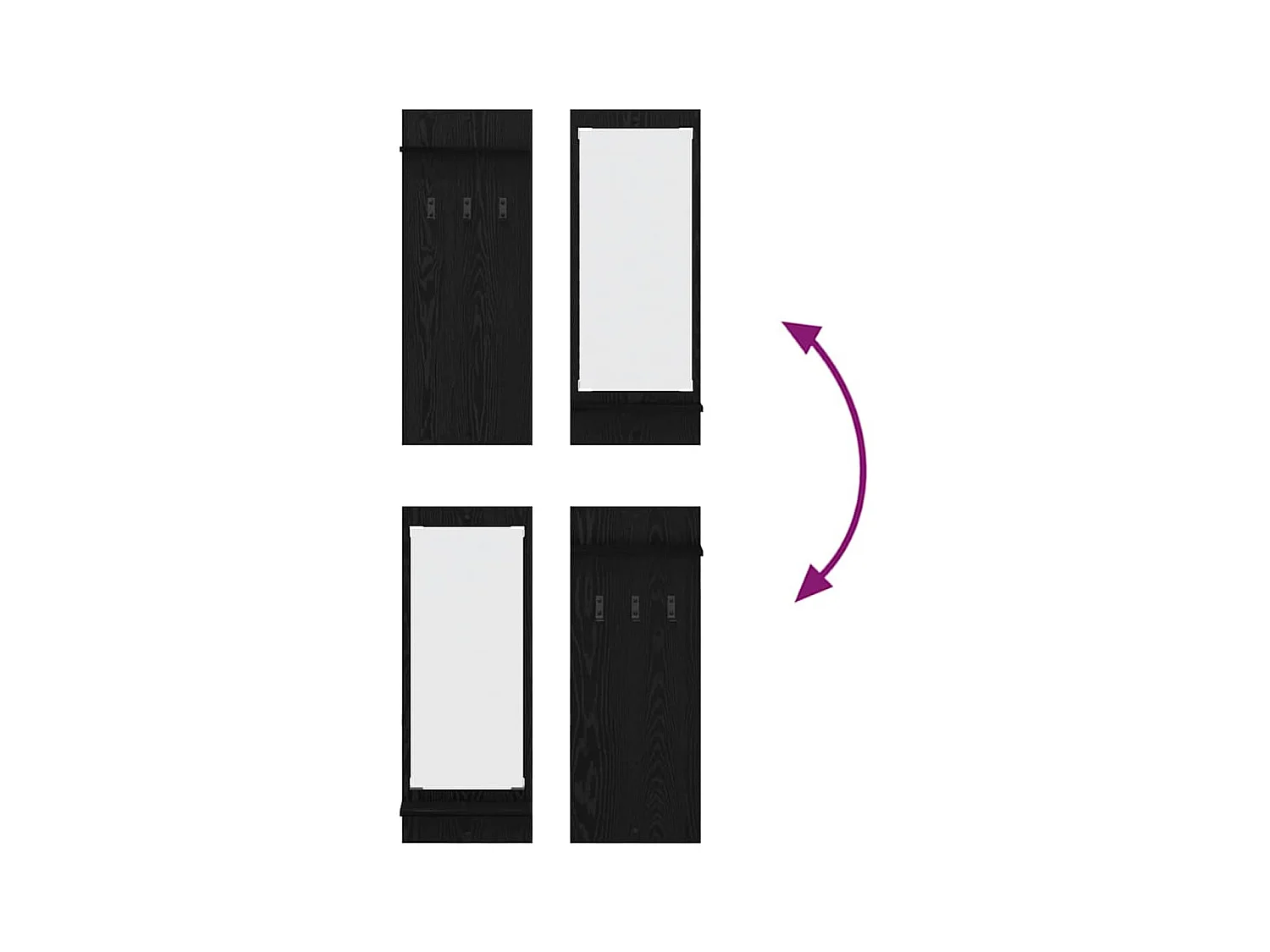 Appendiabiti da parete con ripiano Rovere nero 70 x 10 x 90 cm