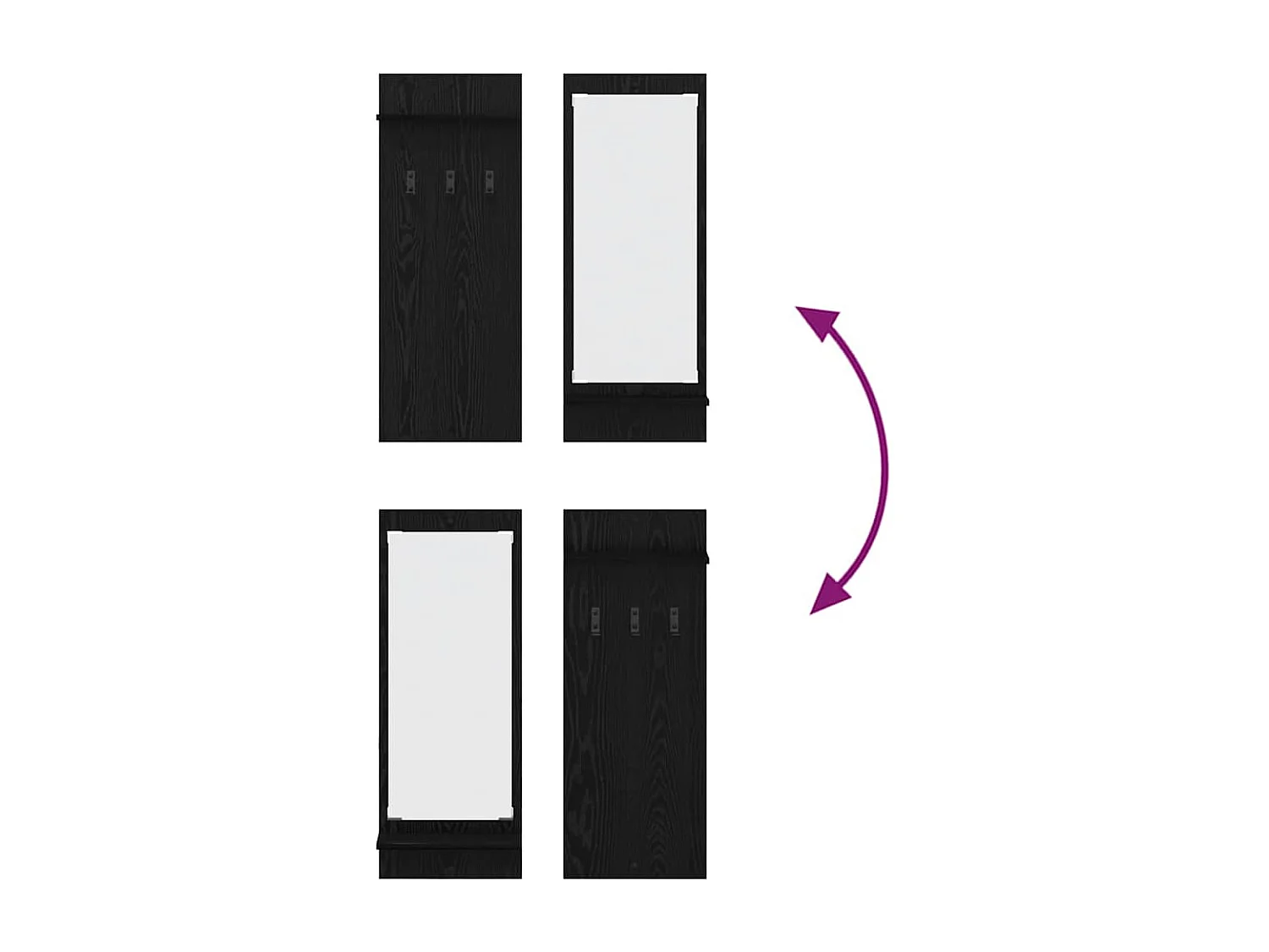 Appendiabiti da parete con ripiano Rovere nero 70 x 10 x 90 cm