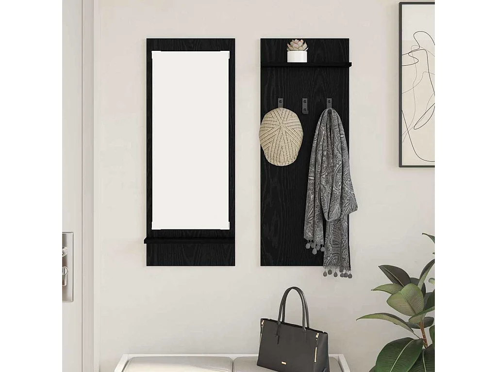 Wandkapstok met plank Zwart eiken 70 x 10 x 90 cm