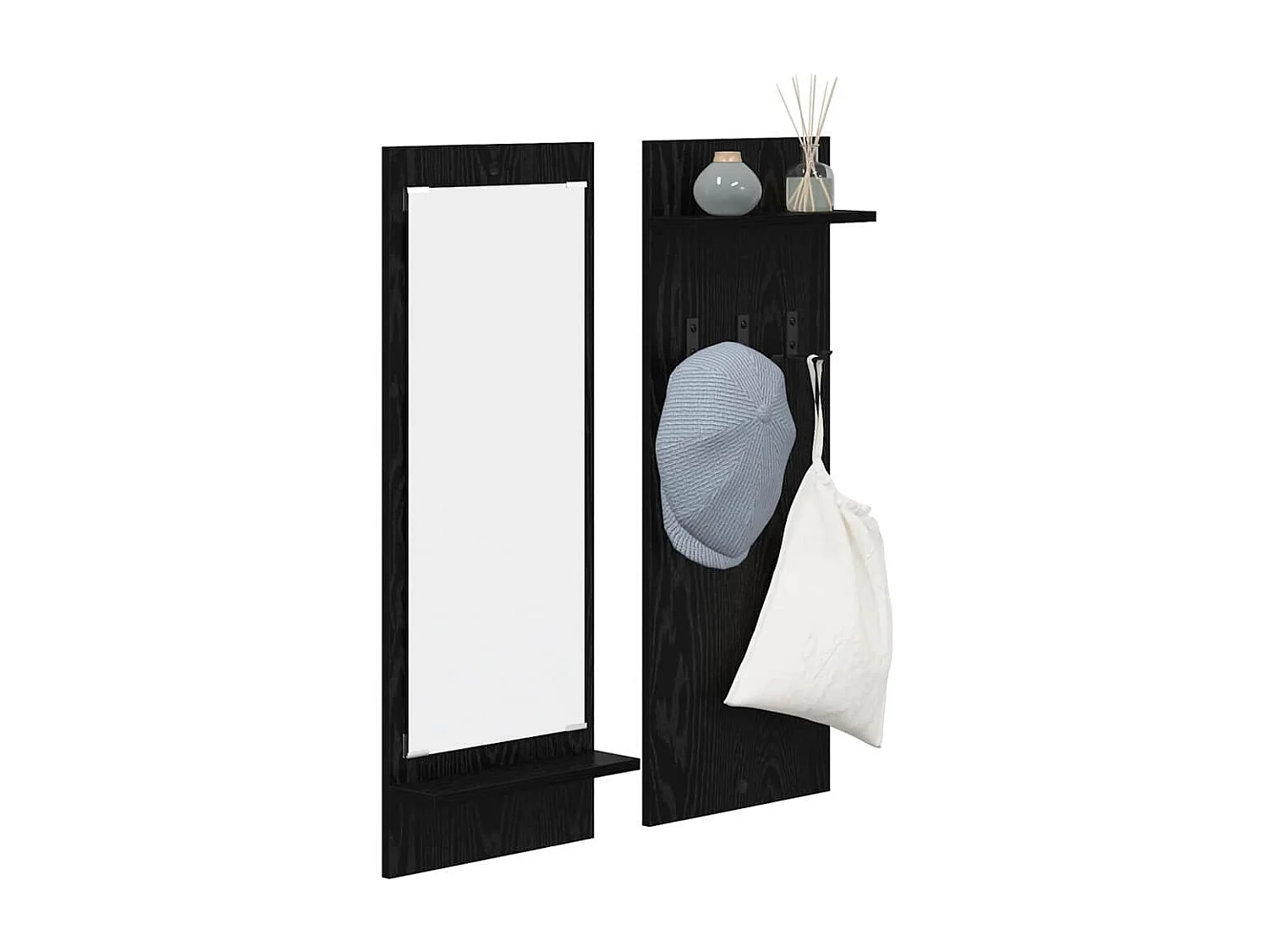 Wandkapstok met plank Zwart eiken 70 x 10 x 90 cm