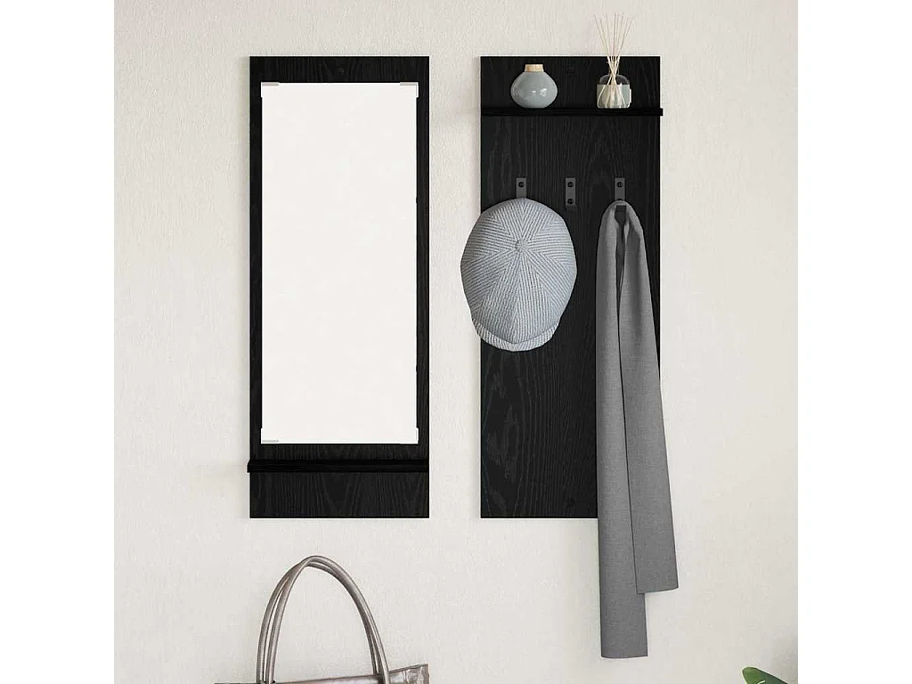 Wandkapstok met plank Zwart eiken 70 x 10 x 90 cm