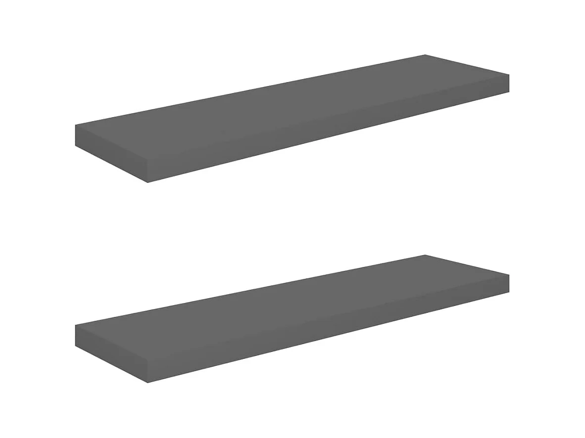 Étagère murale flottante 2 pcs Gris brillant 90x23,5x3,8 cm MDF