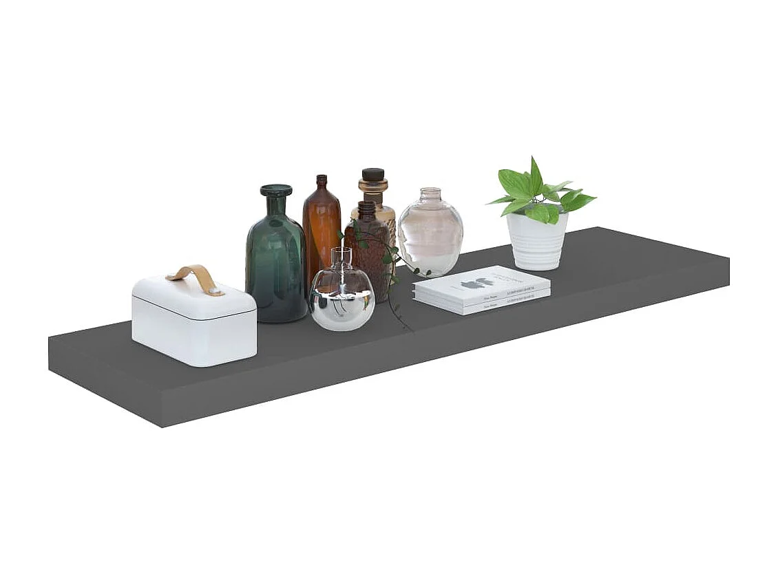 Étagère murale flottante 2 pcs Gris brillant 90x23,5x3,8 cm MDF