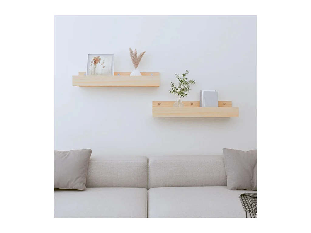 Mensole da parete 2 pezzi 50x12x9 cm Legno massello di pino
