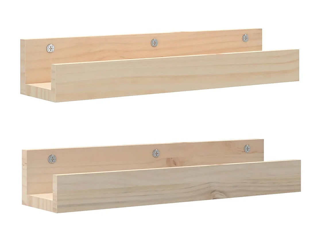 Mensole da parete 2 pezzi 50x12x9 cm Legno massello di pino