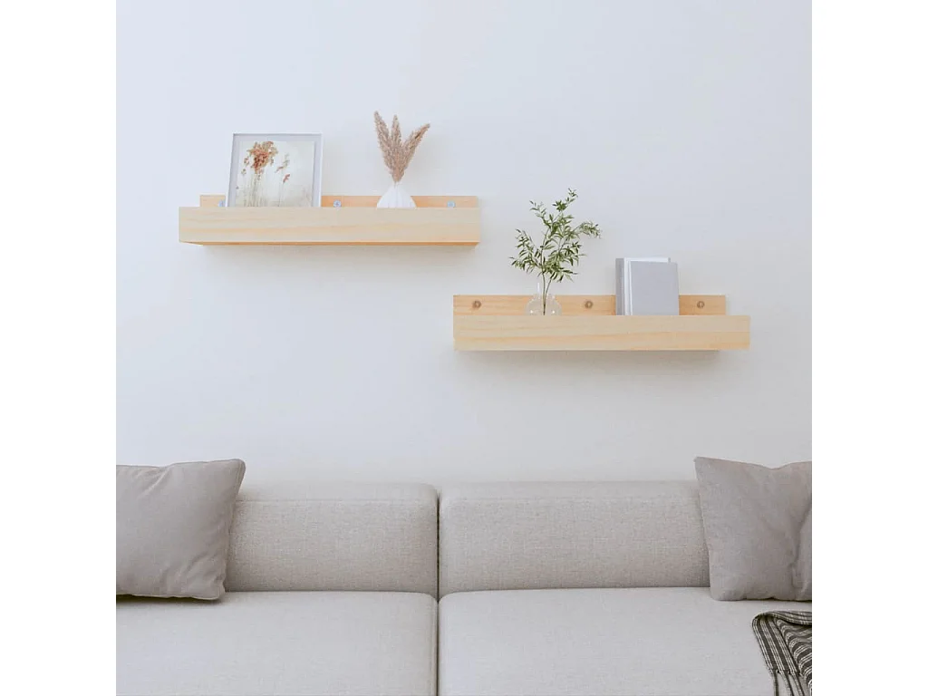 Mensole da parete 2 pezzi 50x12x9 cm Legno massello di pino
