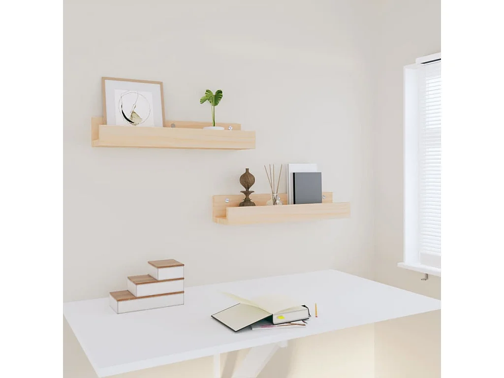 Mensole da parete 2 pezzi 50x12x9 cm Legno massello di pino