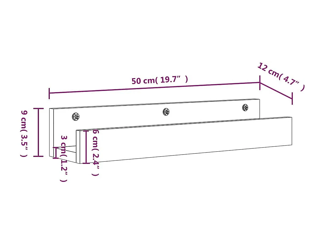 Mensole da parete 2 pezzi 50x12x9 cm Legno massello di pino