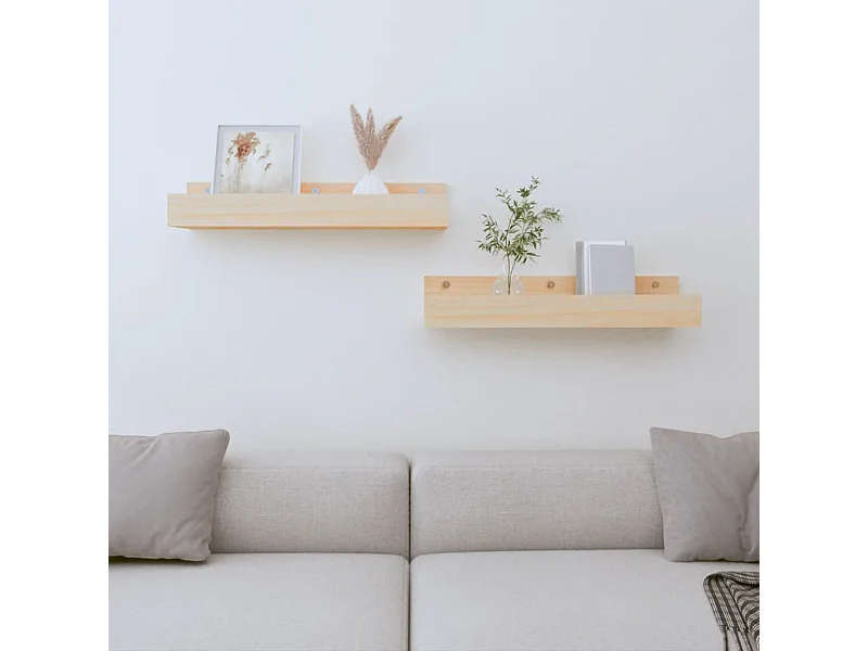 Étagères murales 2 pcs 50x12x9 cm Bois de pin massif