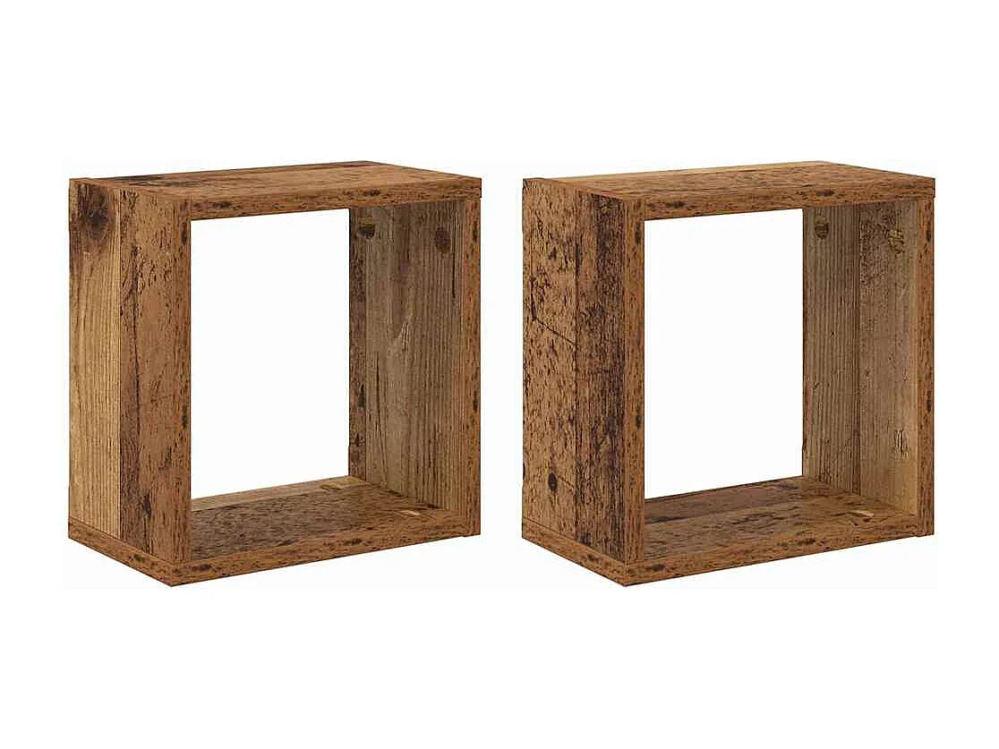Mensole da parete con ripiano 2 pezzi Legno antico 26 x 15 x 26 cm