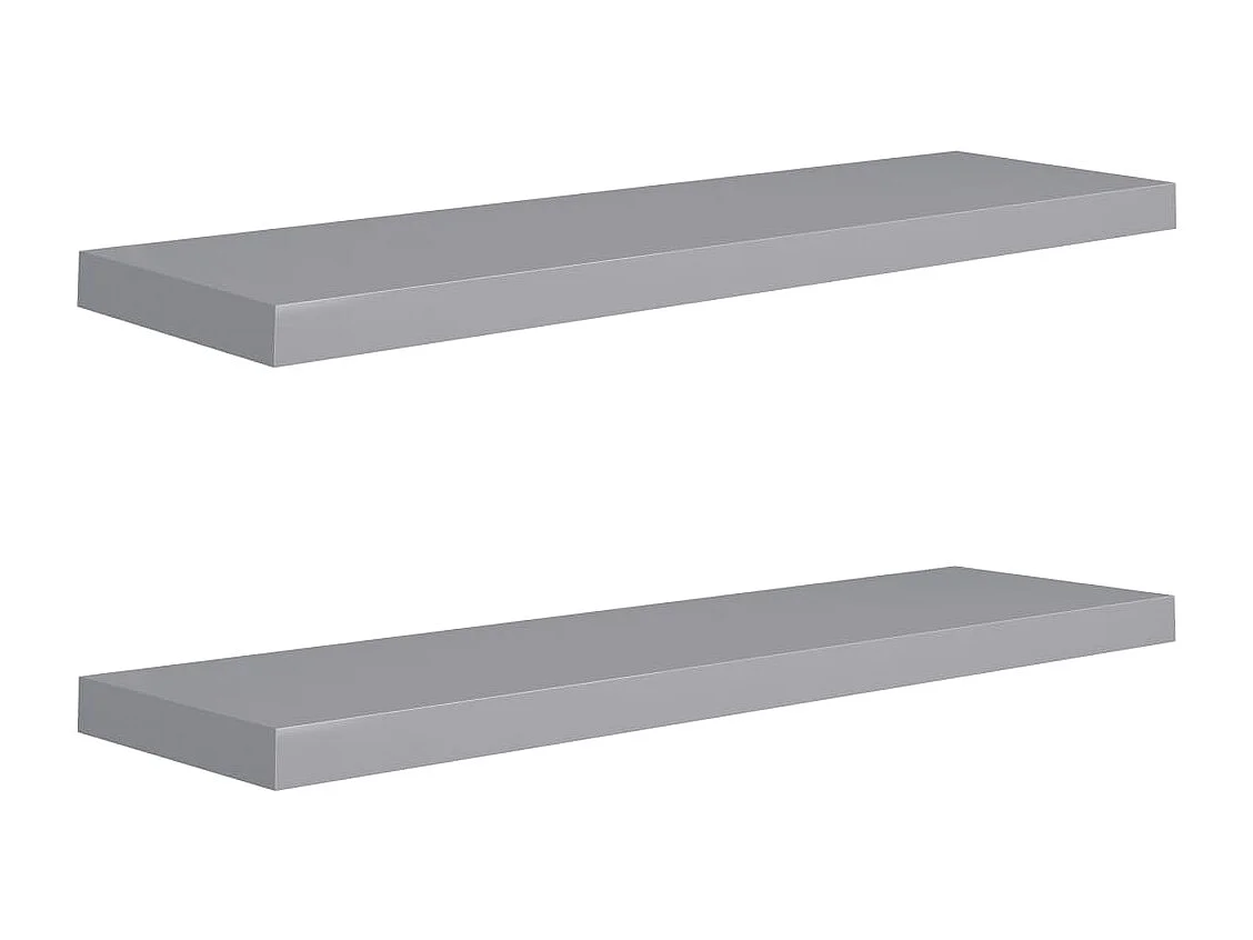 Étagères murales flottantes 2 pcs gris 90x23,5x3,8 cm MDF