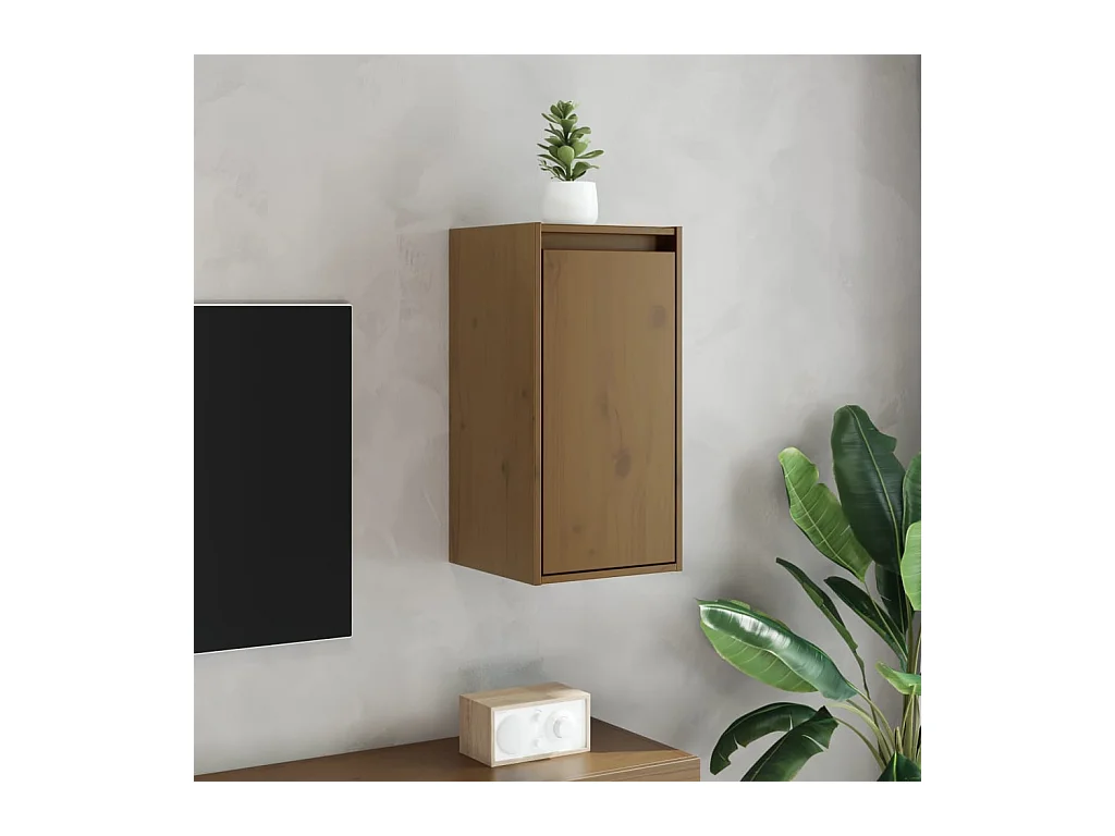 armarios de pared marrón miel de 30 x 30 x 60 cm de madera maciza de pino.