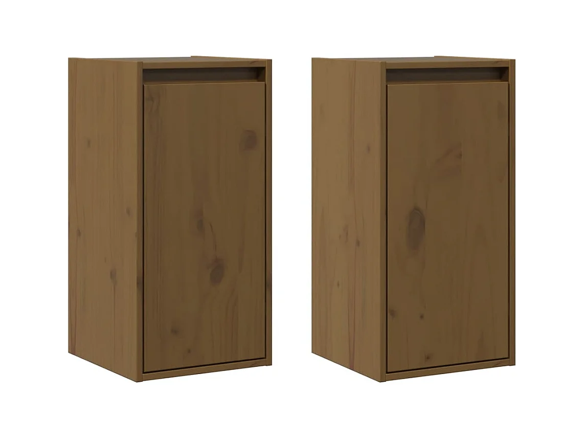 armarios de pared marrón miel de 30 x 30 x 60 cm de madera maciza de pino.