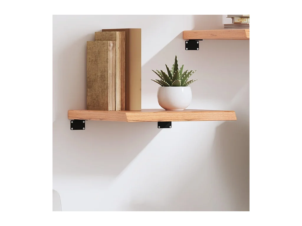 Estante de pared marrón claro en madera maciza de roble tratado