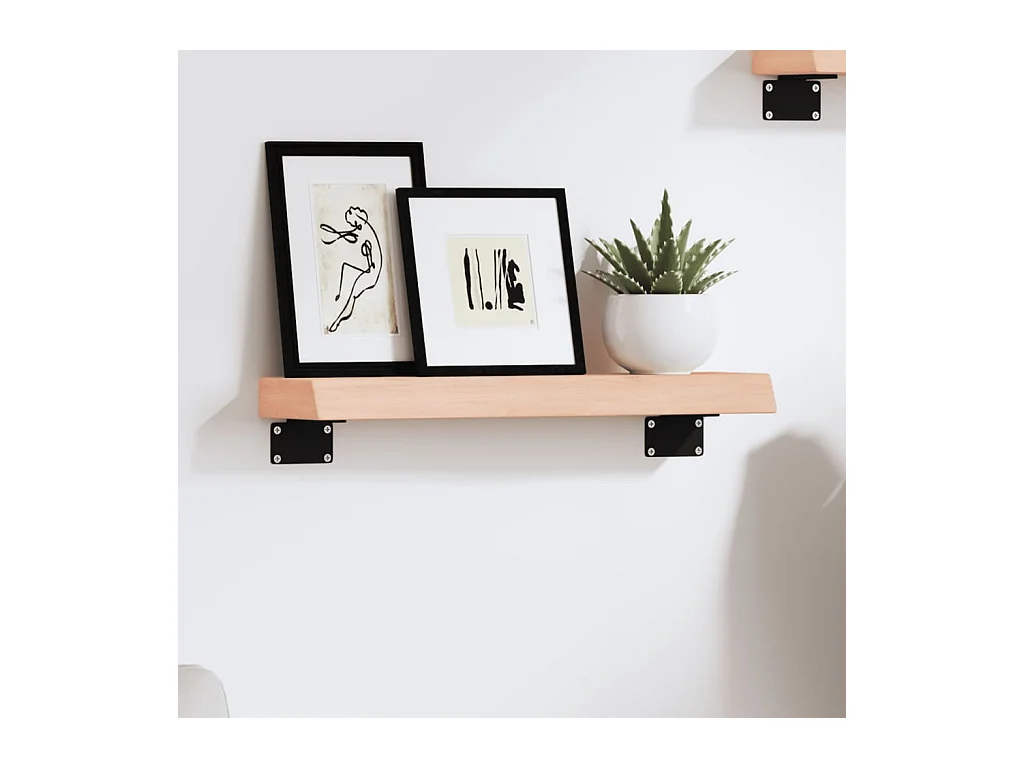 Mensola da parete 40x10x4 cm in legno massello di rovere non trattato